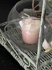 Wedding Lantern Patina Metal Cage Candle Holder w/Roses Shabby Chic Cottage