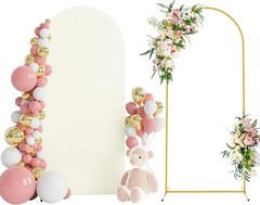 7.2 FT Wedding Arch Backdrop Stand and White Arch Cover Metal Arch Stand