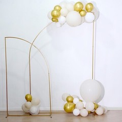 Gold 8 feet Metal Floral Display Frame Half Moon Backdrop STAND Arch Party Event