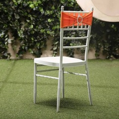 10 Orange Spandex CHAIR SASHES with Silver Round Buckles Wedding Decorations