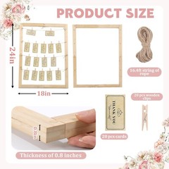 BALAPET Rustic Wedding Seating Chart Frame w/ 20 Printable Cards & Clips 24×18”