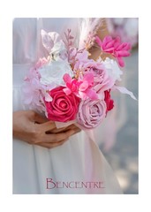 7 Inch Hot Pink Bridesmaid Bouquet for Wedding, Set of 4, Small Wedding Bouqu…