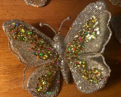 Gold Butterfly Clip Set of 4 Large 6″ Wedding Decorations Sparkly Glitter New