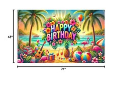 BlissYard Hawaiian Birthday Banner Tropical Party Backdrop Luau Celebration D…