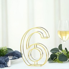 GOLD 8″ tall 3D Metal Wire Number 6 Party Wedding Reception Backdrop Supplies