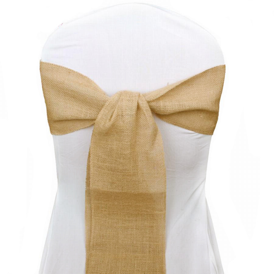 Wholesale Lot NATURAL Jute Burlap Hessian Chair Bow Sashes Wedding Decor 6″X108″