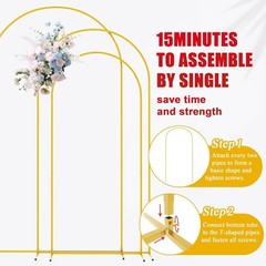 Elegant 3-Piece Gold Wedding Arch Stand Set – 7.2FT, 6.6FT, 6FT for Any Event