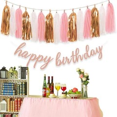 Rose Gold Happy Birthday Decorations – Glittery Rose Gold Happy Birthday Bann…