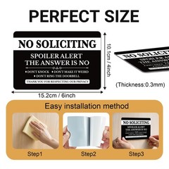 No Soliciting Sign for House Funny, No Soliciting Sign for Front Door, 6×4 In…