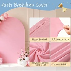 6.0 FT Arch Backdrop Cover Spandex Fitted Arch Party Cover for Photo, 6 FT Pink
