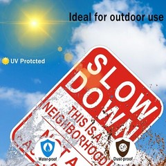2 Pack Slow Down Sign, with 36″ Metal Stakes, 14″x10″ Reflective Aluminum sig…