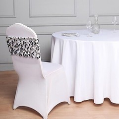 5 SILVER 10″ wide Large Payette Sequined Chair Sashes Party Wedding Light Gray