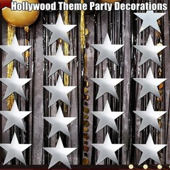 Pengxiaomei 40 Pcs 11 Inch Silver Stars Cutouts Silver Star Decoration Double…