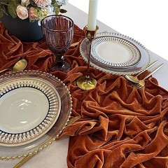 Luxurious Velvet Table Runner 120 Inches Wedding Table 20 x 120 inch Terracotta
