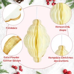 Nezyo 12 Pcs Christmas Paper Honeycomb Balls Party Pom Poms Special-Shaped De…