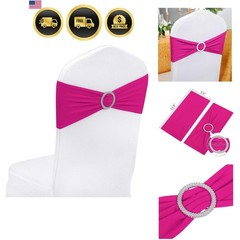 50pcs Fuchsia Spandex Chair Sashes with Buckle Slider for Wedding, Party Deco…