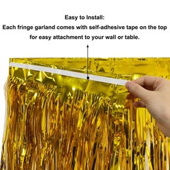 Blukey 10 Feet Long Roll Foil Fringe Garland – Pack of 3 3 (30ft), Gold
