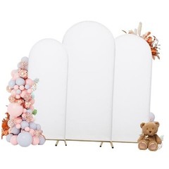 Set of 3 Arch Covers, Arch Backdrop Stand Fitted 7.2FT + 6.6FT + 6FT White