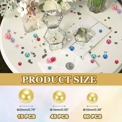150 Pcs Pearl Bead for Vase Filler, 20/14/10mm Floating Beads(Yellow)