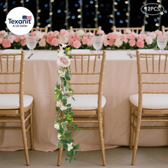 12Pcs Wedding Chair Decorations Aisle Artificial Pew Flowers Hanging Garland, Ar