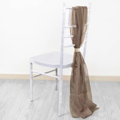 5 Taupe Extra Wide Premium Chiffon CHAIR SASHES Bows Ties Wedding Decorations