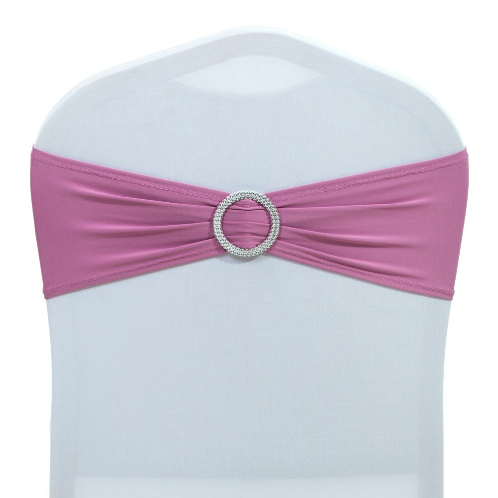 100 Spandex Stretch Chair Cover Sashes Bows Wedding Party (Dusty Pink)~FREE SHIP