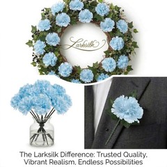 Larksilk Blue Carnations, Fake Flowers, 100 Pack for Events, Weddings, DIY