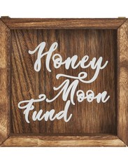 Honey Moon Fund Shadow Box Savings Bank Wood Glass 7 x 7 x 1.8 in Wedding Gift