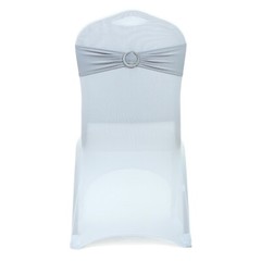 100 Spandex Stretch Chair Cover Sash Bows Wedding Party (Light Silver)~FREE SHIP