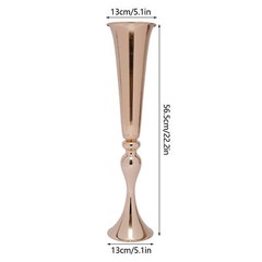 6 Pc Gold Metal Trumpet Vases 22.2 in Tall Wedding Table Centerpieces
