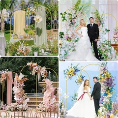 Elegant 3-Piece Gold Wedding Arch Stand Set – 7.2FT, 6.6FT, 6FT for Any Event