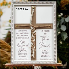 A Cord of Three Strands Wedding Ceremony Sign 16×22 in – Unity Rope Cross Bra…