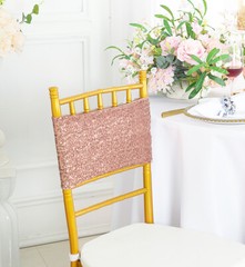 Wedding Linens Inc. (10PCS) Sequin Spandex Chair Bands Stretch Chair Sashes