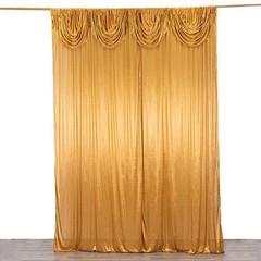 10×10 ft GOLD Double Drape Satin CURTAIN Photography Backdrop Panel Party