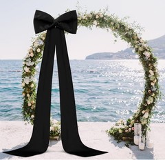 Giant 118×28 Inch Wall Bow Decoration – Black Satin