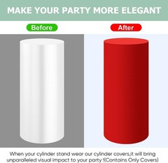 Red Cylinder Pedestal Stand Cover XXL Spandex Round Party Wedding Decor 1 Pc