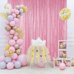 Pink Sequin Backdrop Curtain for Parties