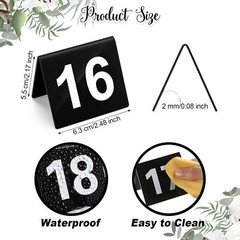 Tuanse Table Numbers 1-25 Acrylic Double Side Numbered Black, White