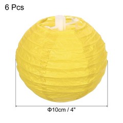 6pcs 4 Inch Folding Hanging Paper Lanterns Small Lampshade Yellow