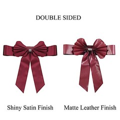 5 Burgundy Reversible Satin Faux Leather Bow Tie Party Chair Sashes with Buckles