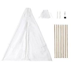 White Kids Teepee Play Tent with Window Indoor Outdoor Playhouse Playroom Home