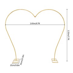 Gold Wedding Arch Rack Heart-shaped Flower Stand Metal Party Backdrop Rack