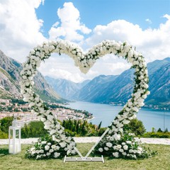 White Heart Shape Wedding Arch Stand Double Layers Metal Flower Balloon Arbors