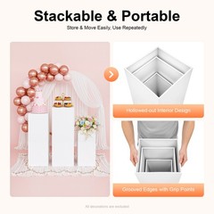 3 PCS Display Pedestal Stands White Square Tall Pedestal Stands Pedestal Wedding