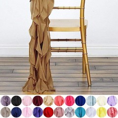 25 pcs Chiffon Curly Chair Sashes Wedding Party Reception Dinner Decorations
