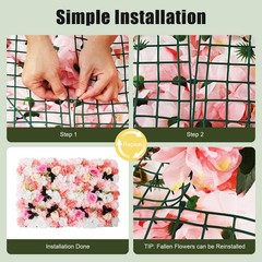 12 Pcs Artificial Flower Wall Panel Rose Dahlia Leaves Wedding Backdrop Stage