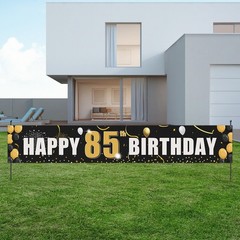 Happy 85th Birthday Yard Banner, Golden 85th Birthday Party Hanging Decoratio…