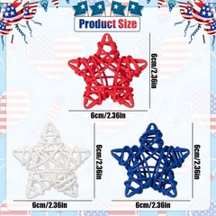 18pcs 4th of July Patriotic Star Rattan Decoration, Red Blue White Stars for …
