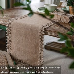 Burlap Weave Table Runner Cloths Hessian for Country Wedding Party Decor Vintage