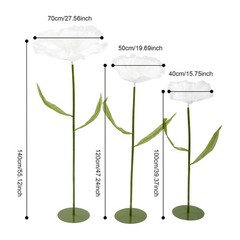 White Artificial Corn Poppy Flower For Wedding Decoration Party Banquet Set Of 3